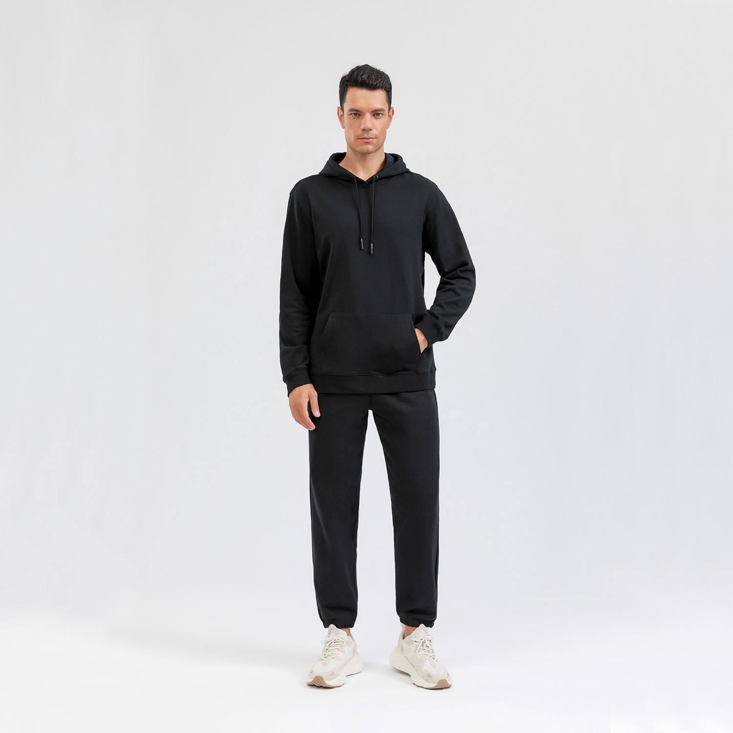 Heavyweight 320g Mens And Womens Terry Pullover Hooded Sweatshirt Sports Sweatpants 2 Piece Suit Casual Tracksuit Set For Unisex - Image 7