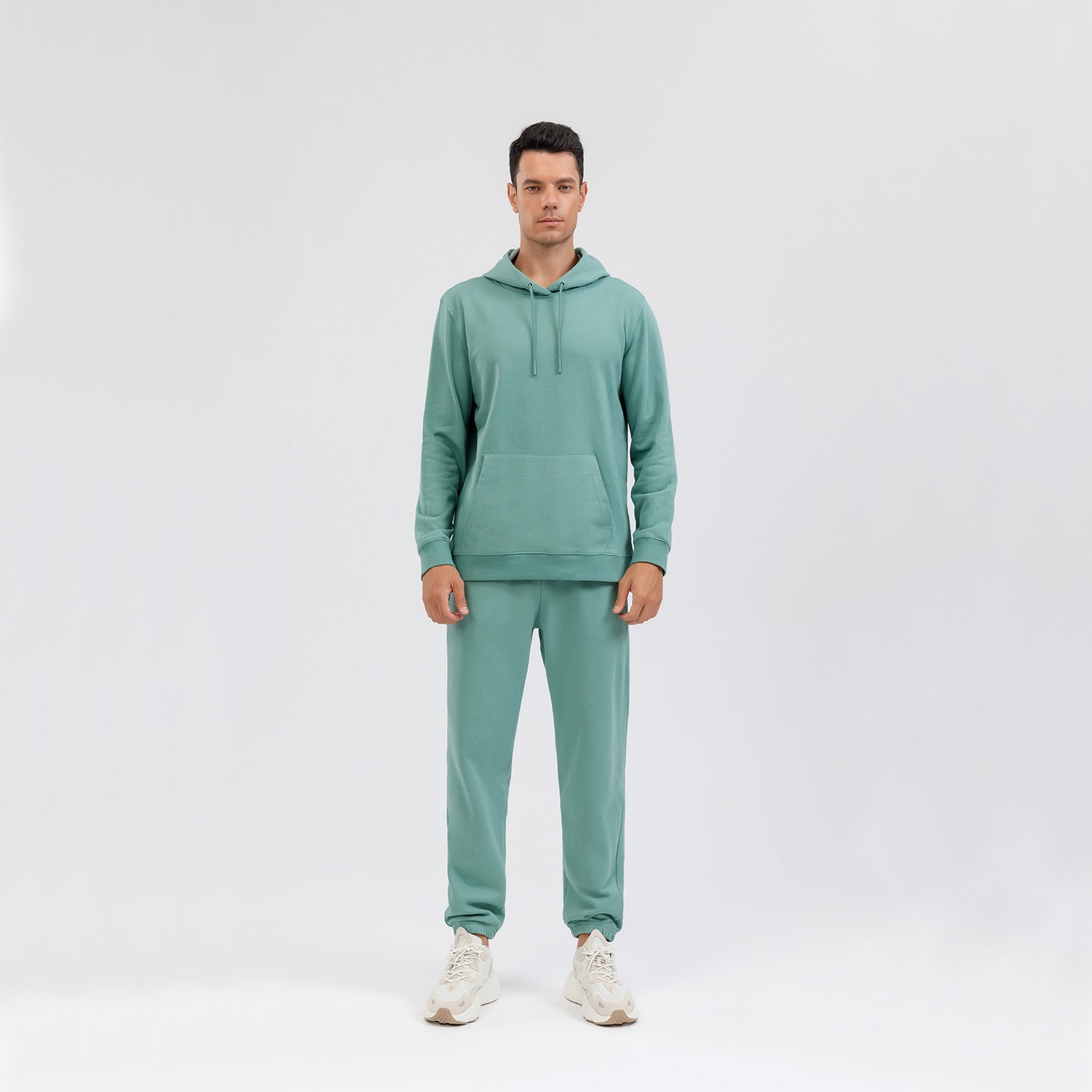 Heavyweight 320g Mens And Womens Terry Pullover Hooded Sweatshirt Sports Sweatpants 2 Piece Suit Casual Tracksuit Set For Unisex - Image 17