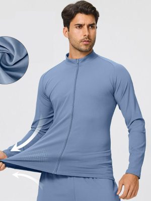 Men's High Stretch Moisture Wicking Running Half-Zip Mock Neck Long Sleeve Solid Breathable Quick-Dry Soft Comfort Jacket