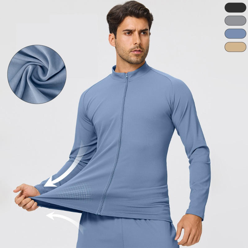 Men's High Stretch Moisture Wicking Running Half-Zip Mock Neck Long Sleeve Solid Breathable Quick-Dry Soft Comfort Jacket