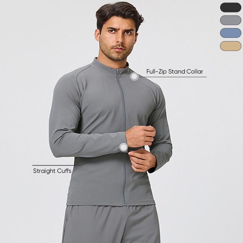 Men's High Stretch Moisture Wicking Running Half-Zip Mock Neck Long Sleeve Solid Breathable Quick-Dry Soft Comfort Jacket - Image 5