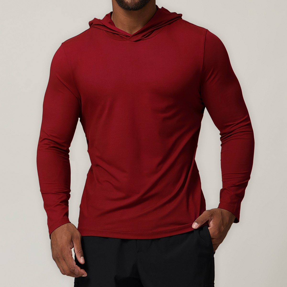 2026 Casual Athletic Clothes Quick Dry Workout Running Tshirt Long Sleeve Gym Fitness Shirt Hooded Pullover Sports Tops For Men - Image 10