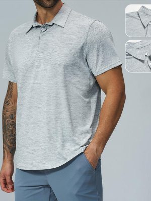 Men's Golf Polo Shirt Quick Dry Breathable Lite Soft Short Sleeve Moisture Wicking Shirt Fitness Outdoor Casual Sports Gym
