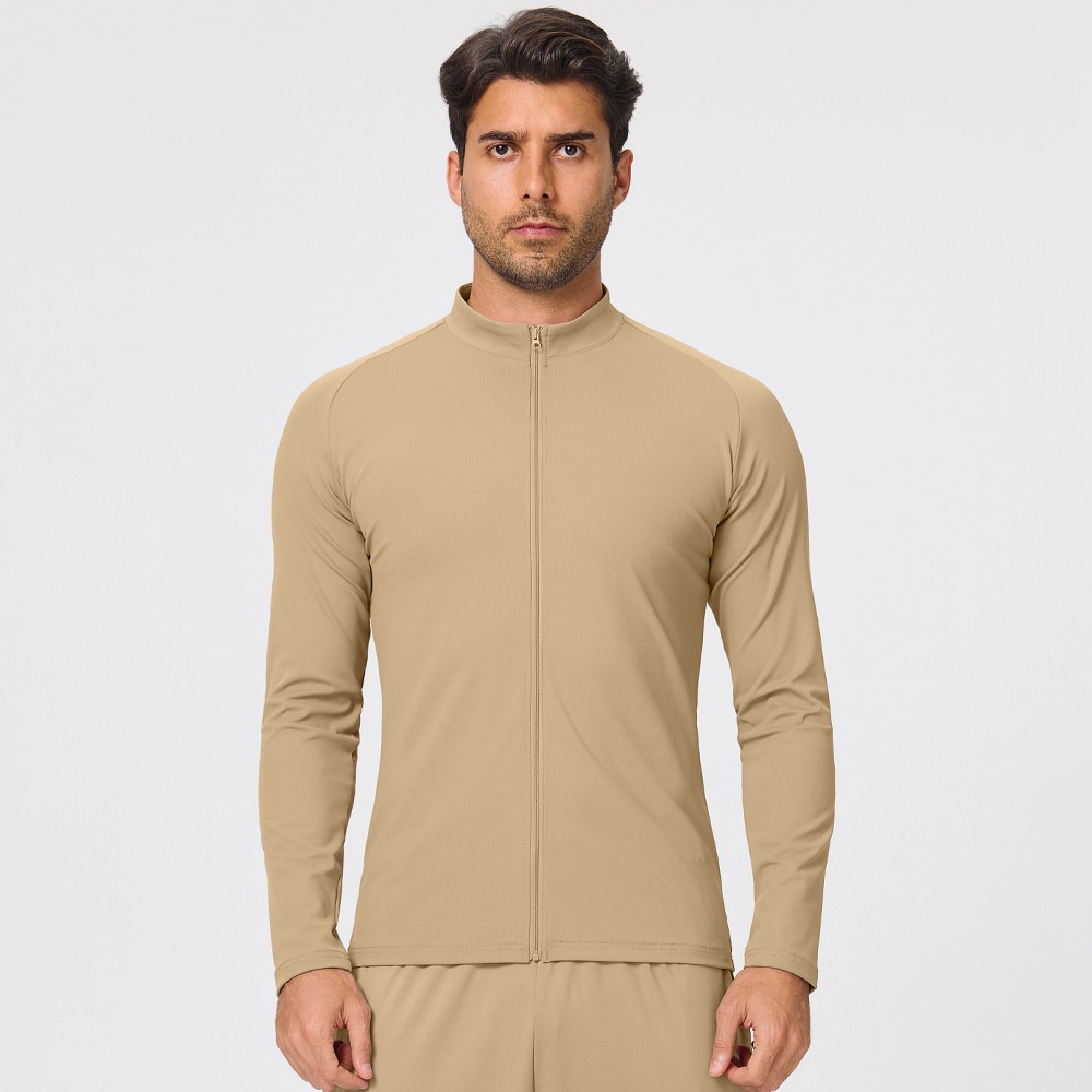 Men's High Stretch Moisture Wicking Running Half-Zip Mock Neck Long Sleeve Solid Breathable Quick-Dry Soft Comfort Jacket - Image 8