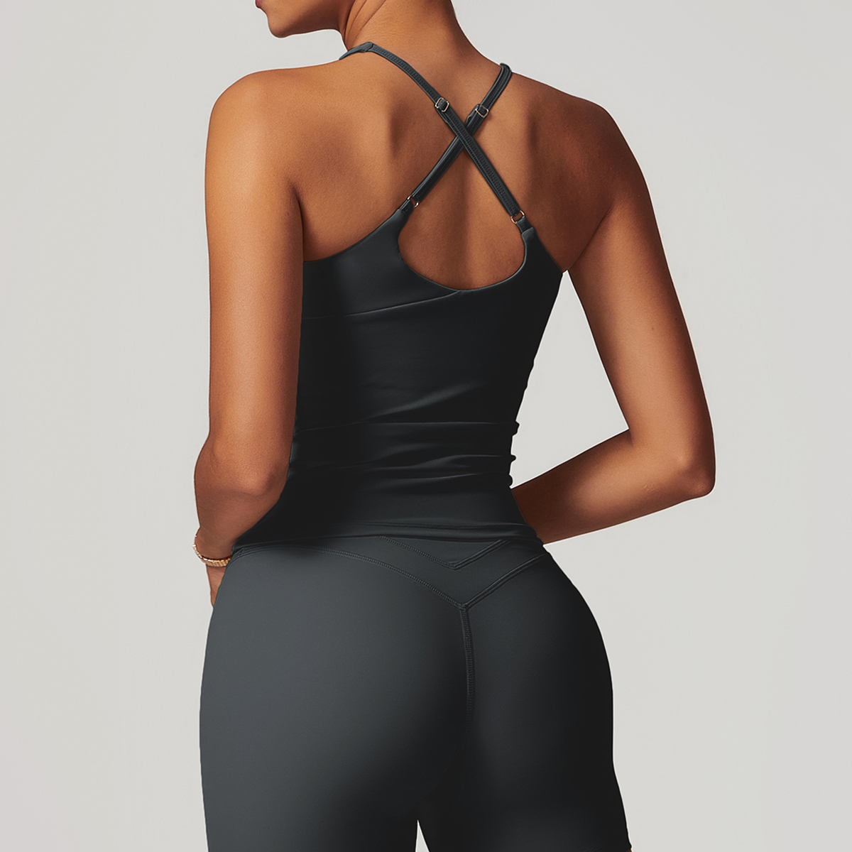 Oem New Activewear Women Gym Suit Detachable Chest Pads Bra Short Sleeve Shirts High Waist Leggings Fitness Sets For Ladies - Image 12