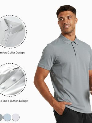 Men's Moisture Wicking Quick Dry Breathable Stretch Lightweight Loose Fit Soft Short Sleeve Gym Training Active Polo Shirt