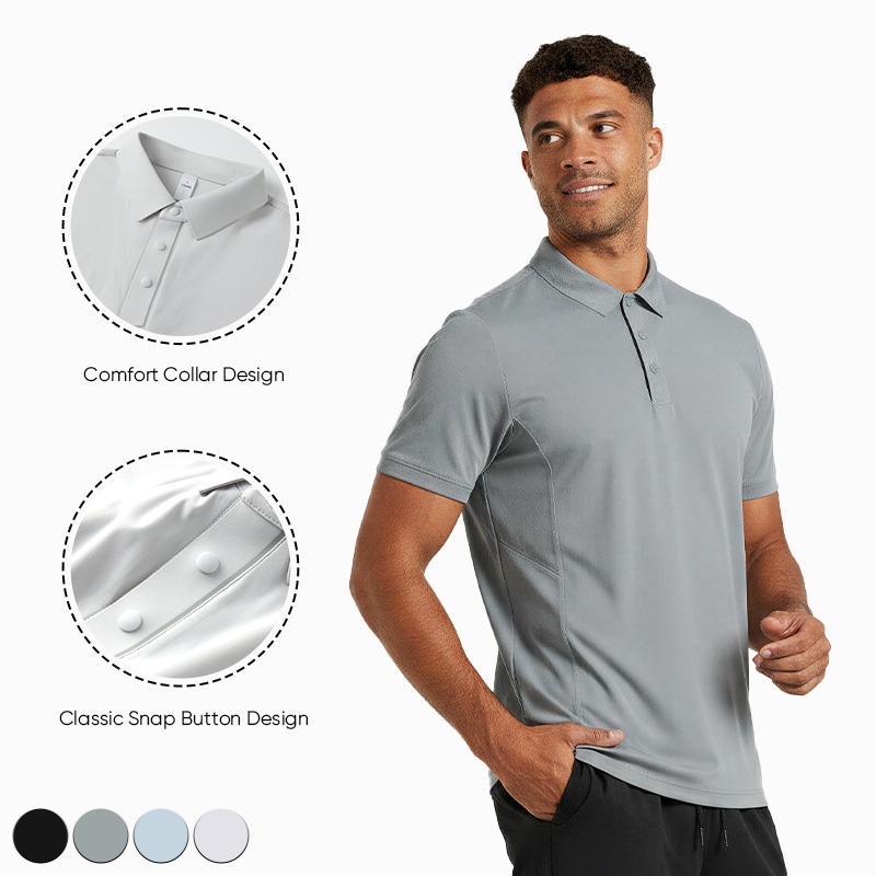 Men's Moisture Wicking Quick Dry Breathable Stretch Lightweight Loose Fit Soft Short Sleeve Gym Training Active Polo Shirt