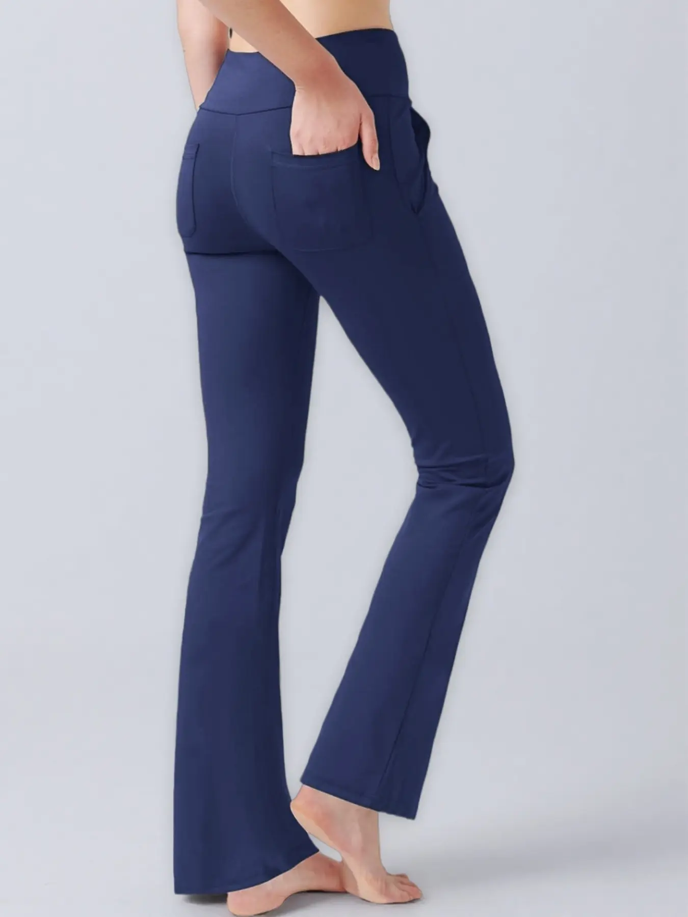 Women's High Waist Flare Yoga Pants, Slim Fit, Multi-Pocket - Image 2