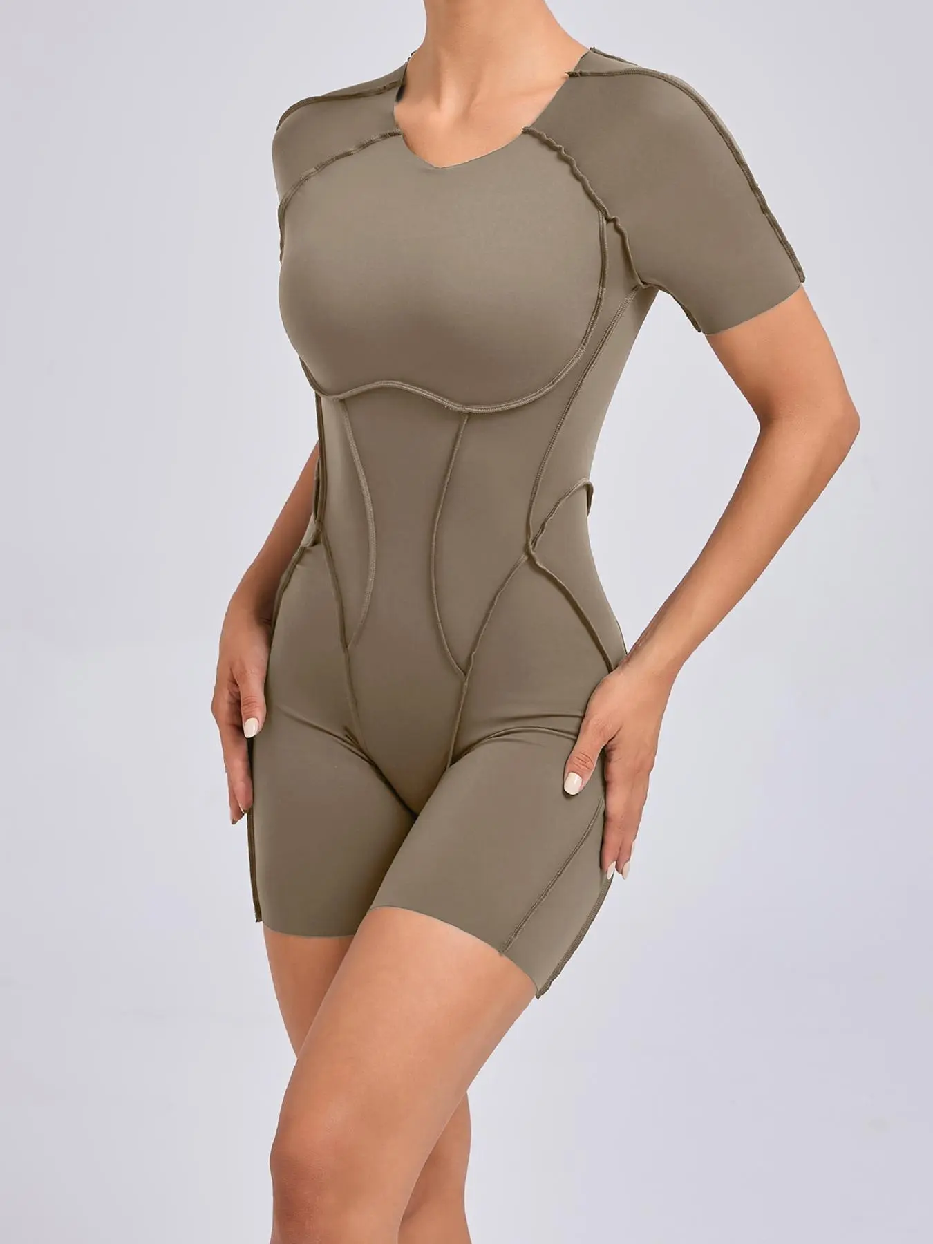 Women's Solid Color 3D Ventilated Back Sports Romper - Image 9