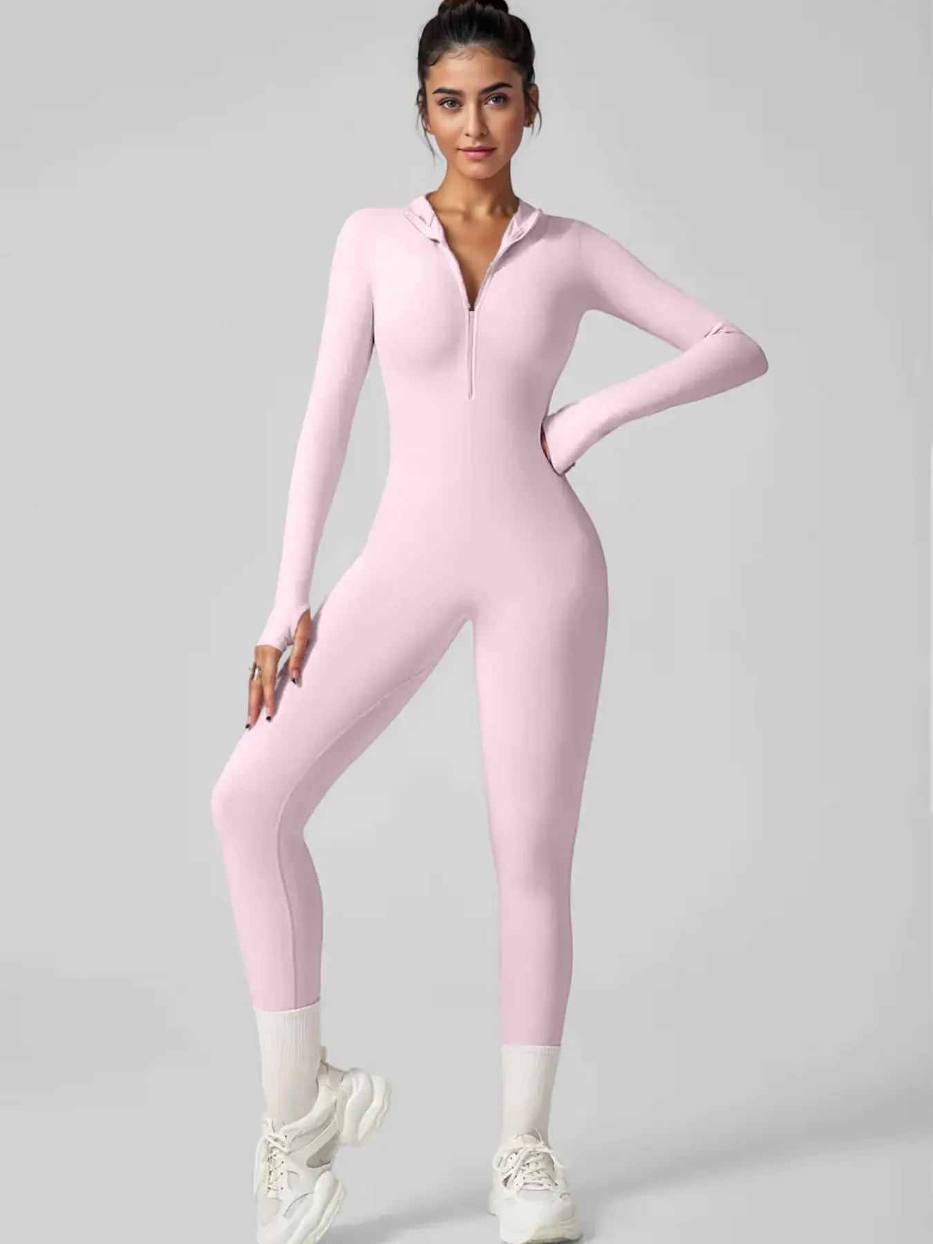 Women's Autumn and Winter Long-Sleeved Yoga Jumpsuit with Front Zipper - Image 10