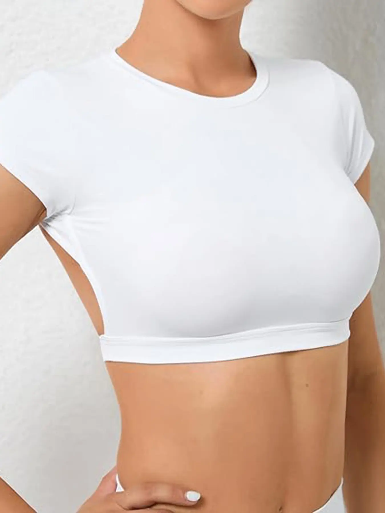 Women’s Short Sleeve Sporty Yoga Top, High Elasticity Fitted Gym Shirt - Image 6