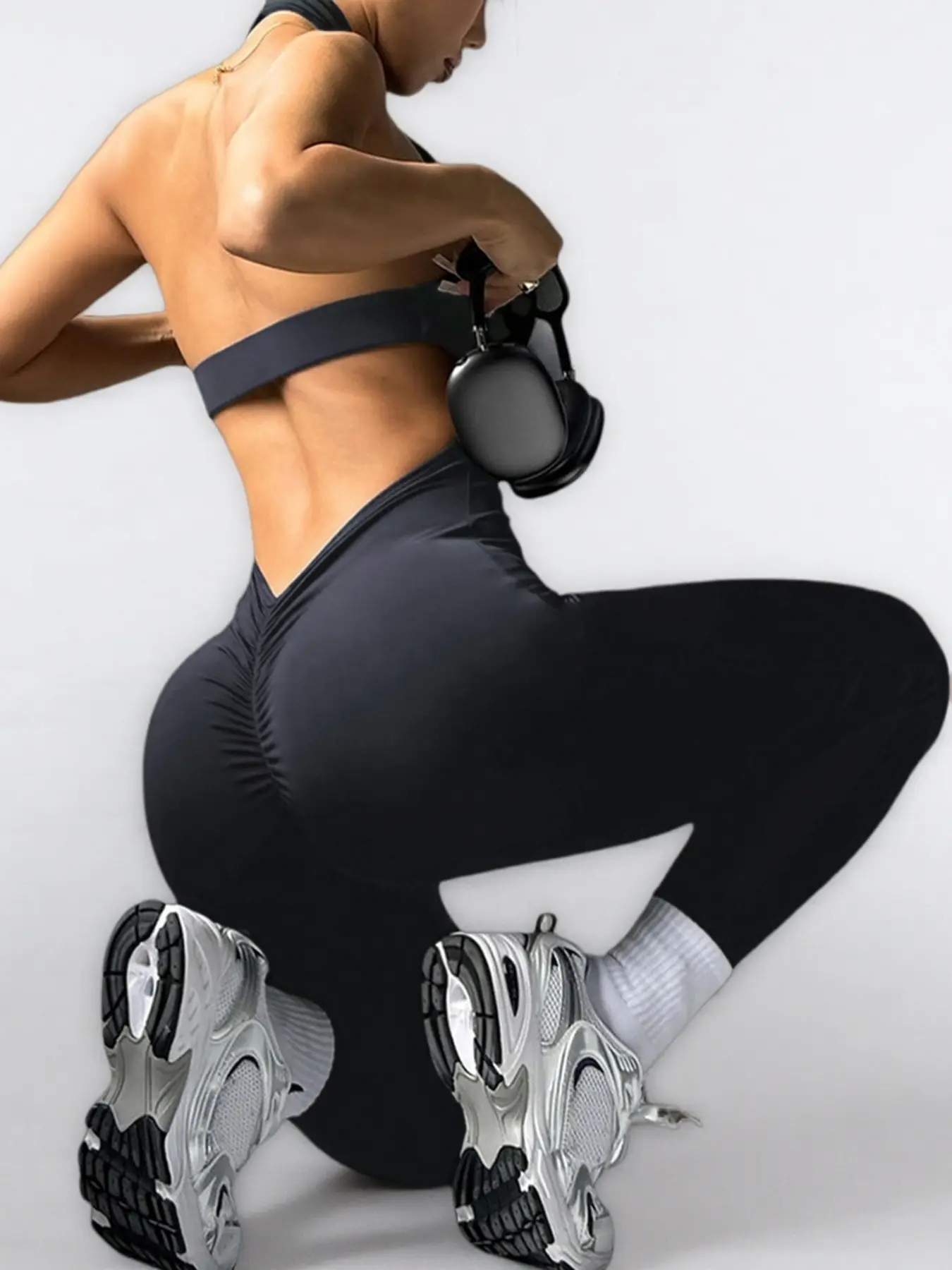 Women's Sleeveless High-Waist Yoga Bodysuit, Sports Black - Image 9