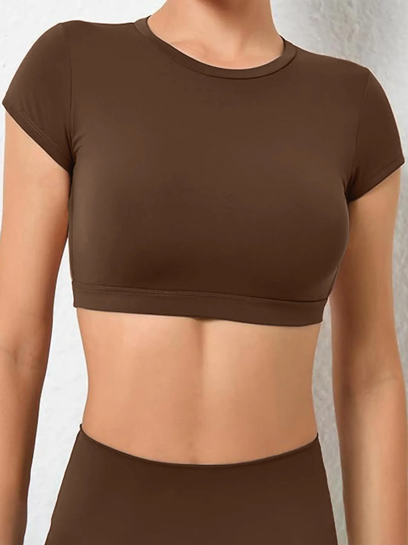 Women’s Short Sleeve Sporty Yoga Top, High Elasticity Fitted Gym Shirt - Image 9