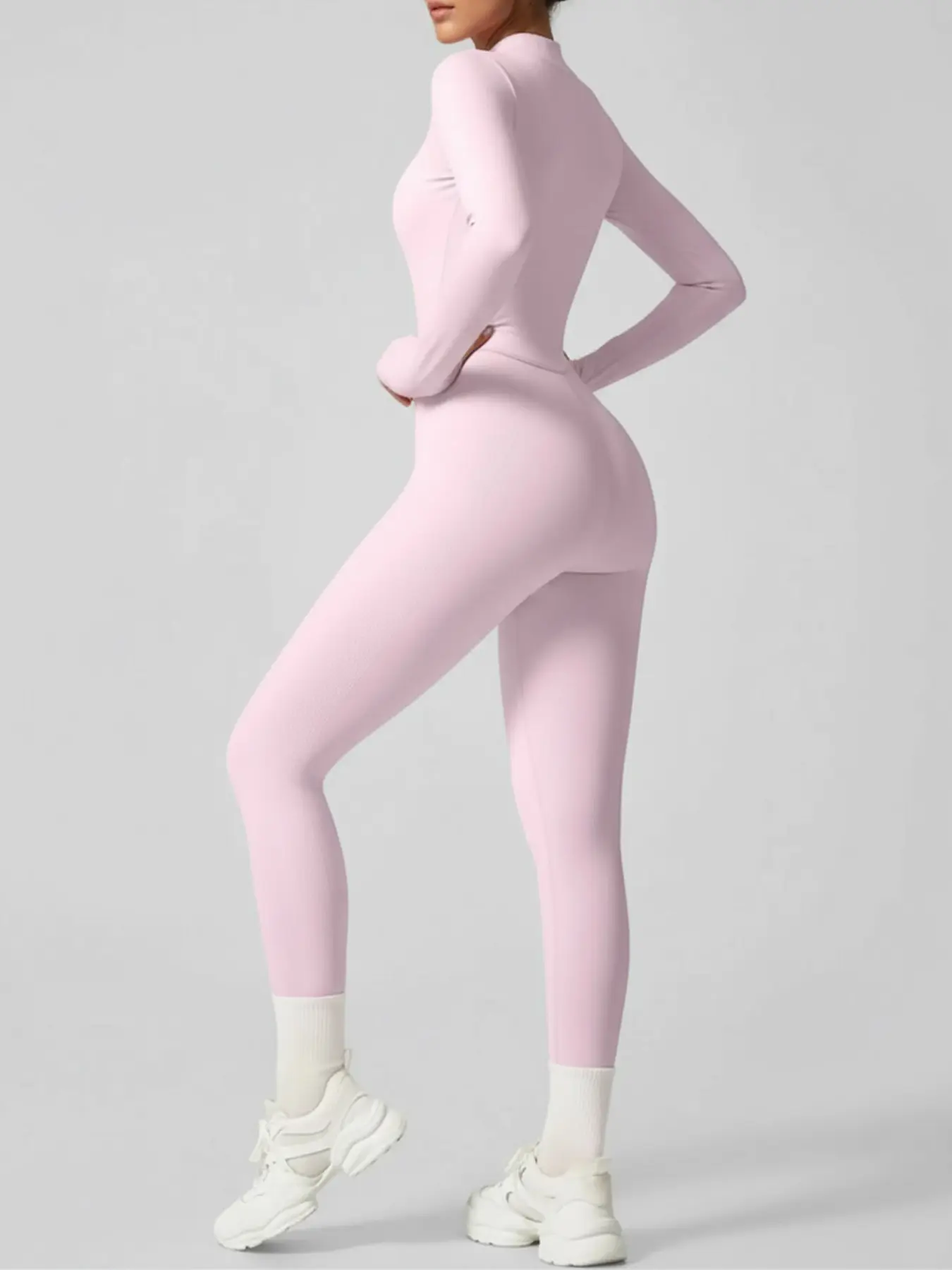 Women's Autumn and Winter Long-Sleeved Yoga Jumpsuit with Front Zipper - Image 2