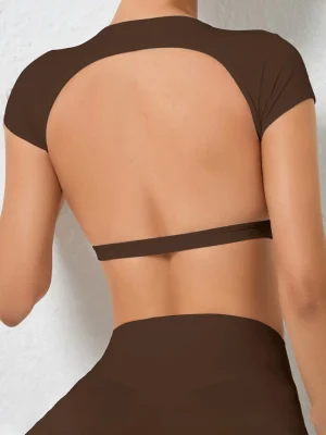 Women’s Short Sleeve Sporty Yoga Top, High Elasticity Fitted Gym Shirt