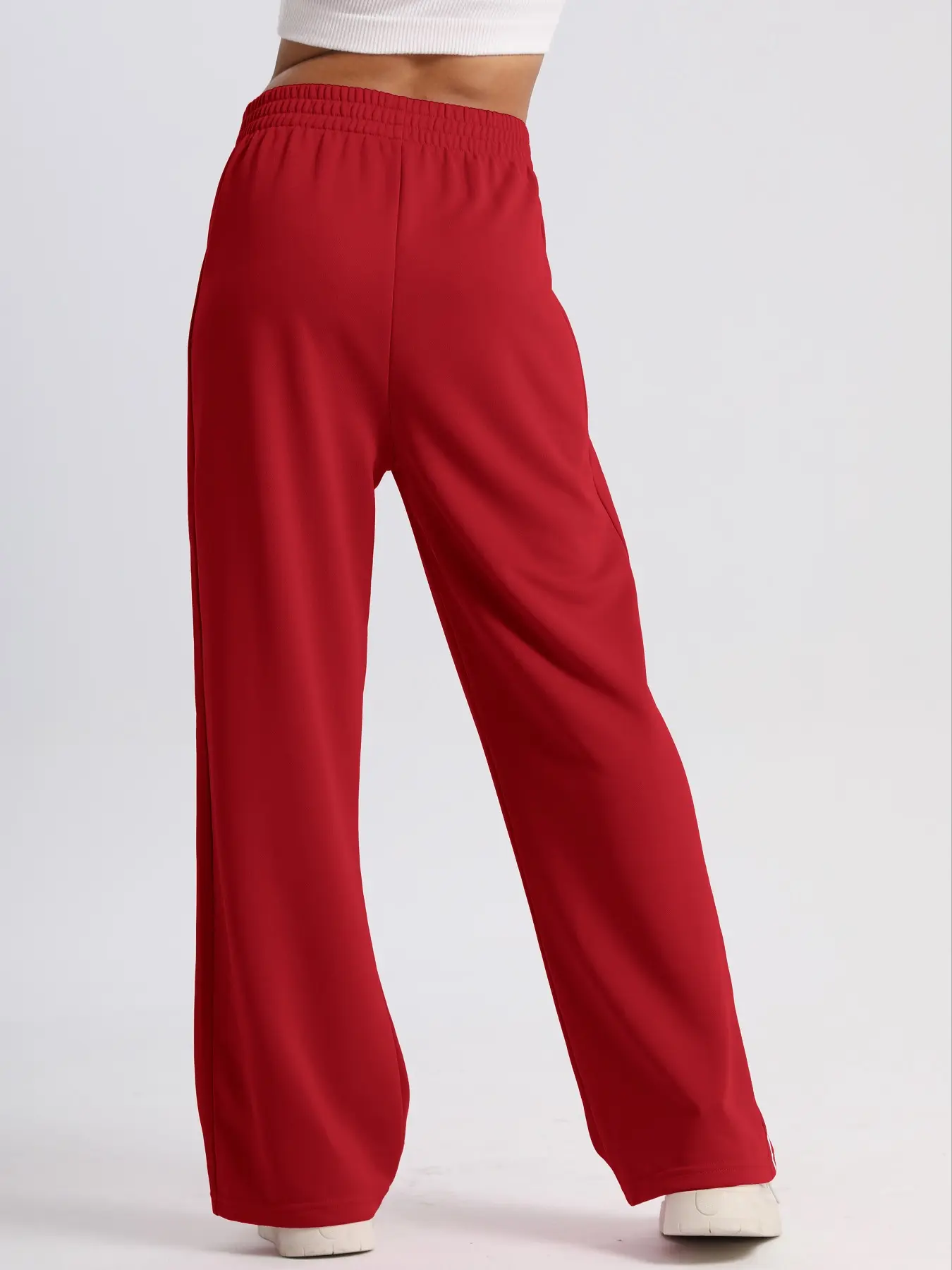 Women’s Solid Side Stripe High Waist Sweatpants, XL, Loose, Pocket - Image 9