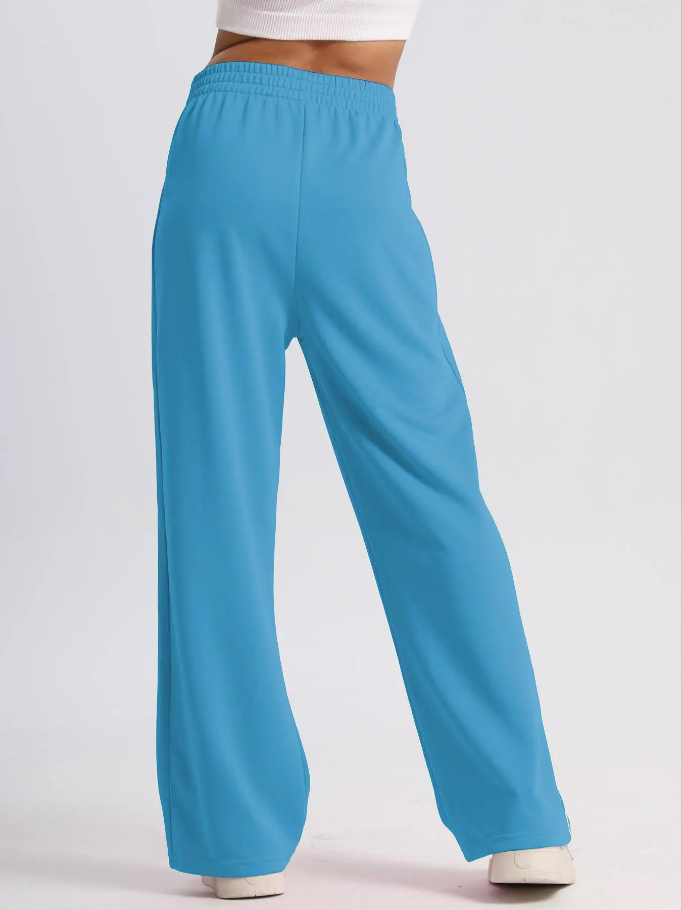 Women’s Solid Side Stripe High Waist Sweatpants, XL, Loose, Pocket - Image 7