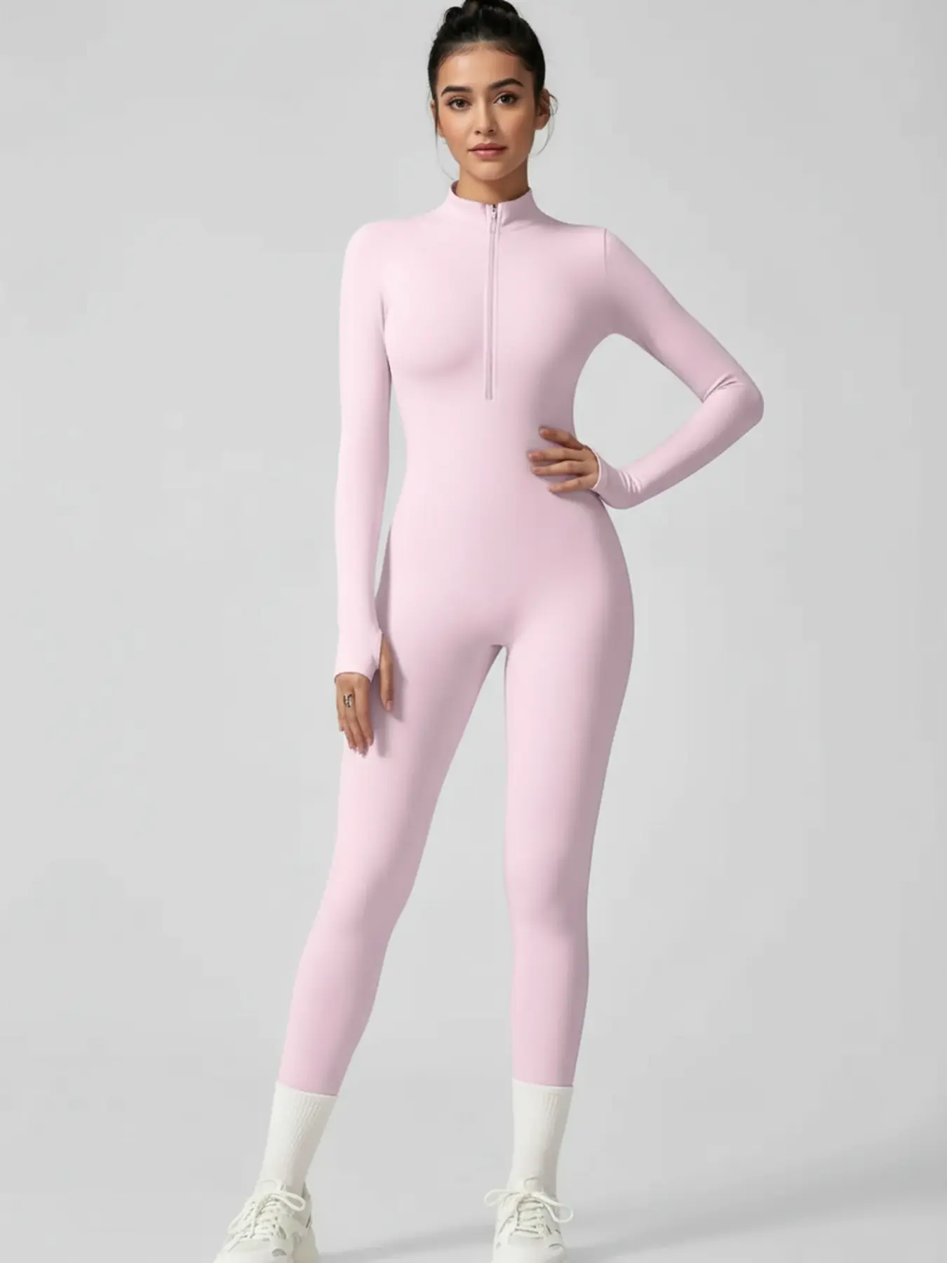 Women's Autumn and Winter Long-Sleeved Yoga Jumpsuit with Front Zipper - Image 3
