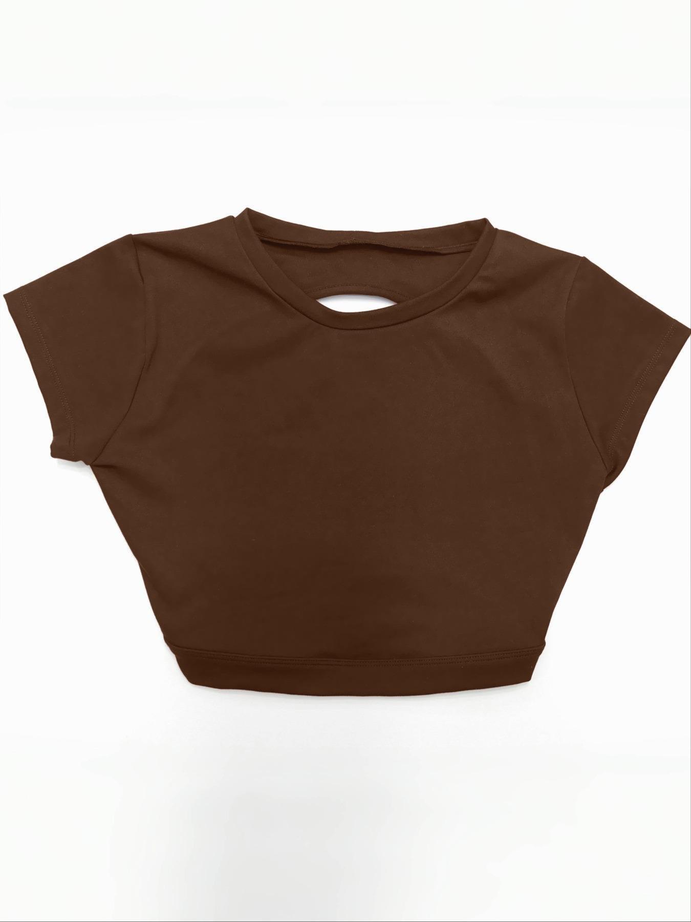 Women’s Short Sleeve Sporty Yoga Top, High Elasticity Fitted Gym Shirt - Image 12