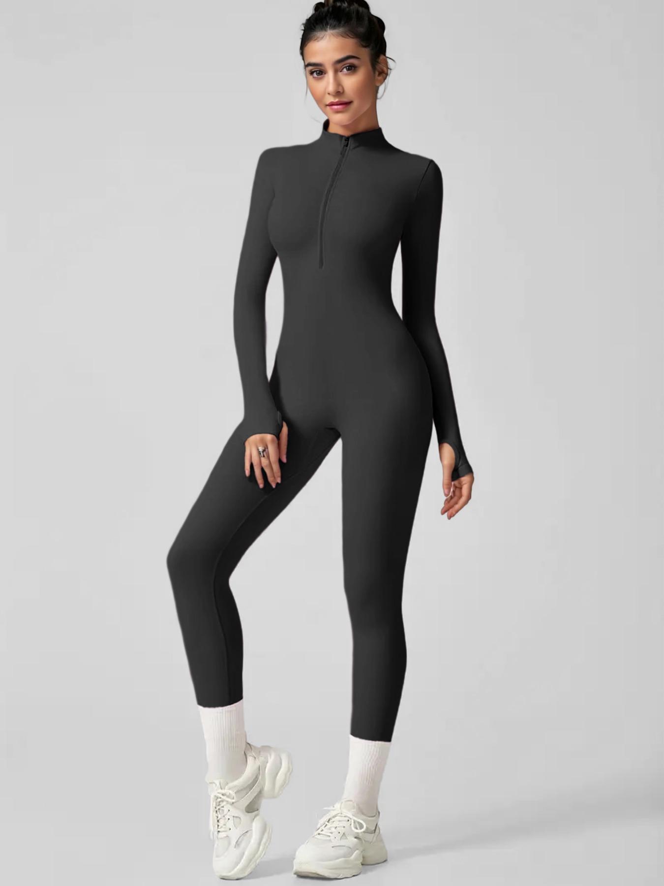 Women's Autumn and Winter Long-Sleeved Yoga Jumpsuit with Front Zipper - Image 17