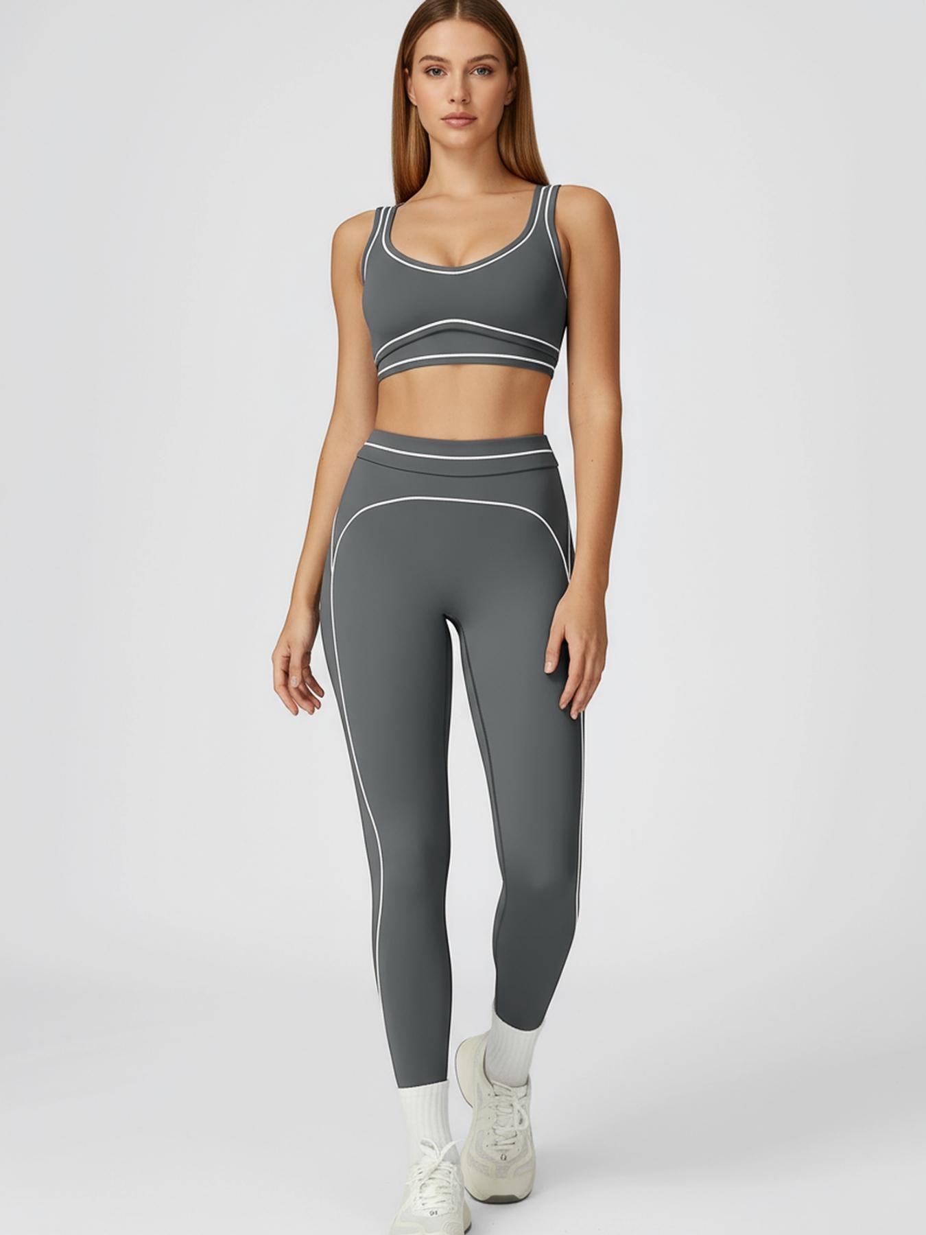 Women's Colorblock Yoga Set High-Waist Quick-Dry Elastane - Image 12