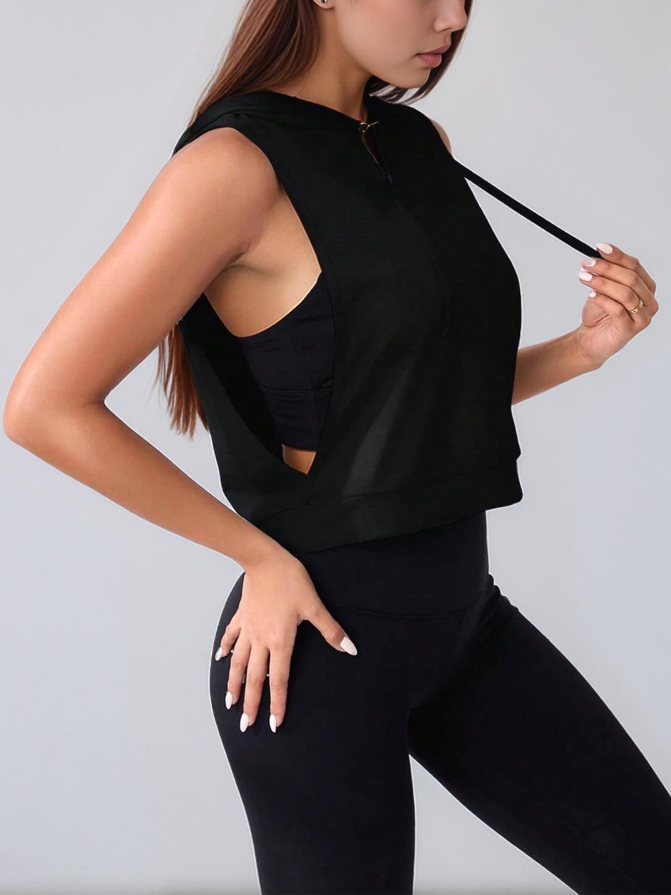 Women's Lightweight Sleeveless Hoodie Sports Top - Image 12