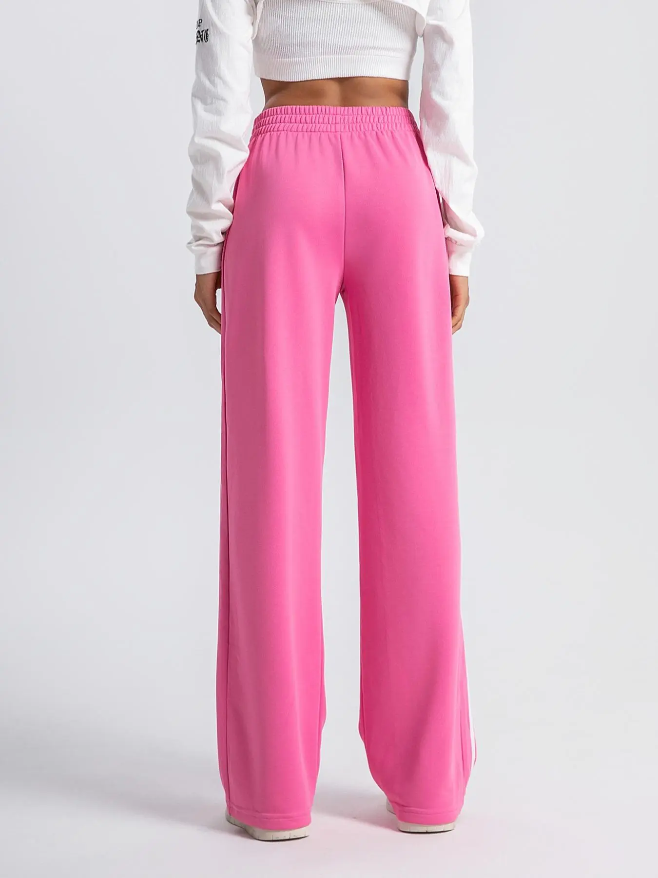 Women’s Solid Side Stripe High Waist Sweatpants, XL, Loose, Pocket - Image 6