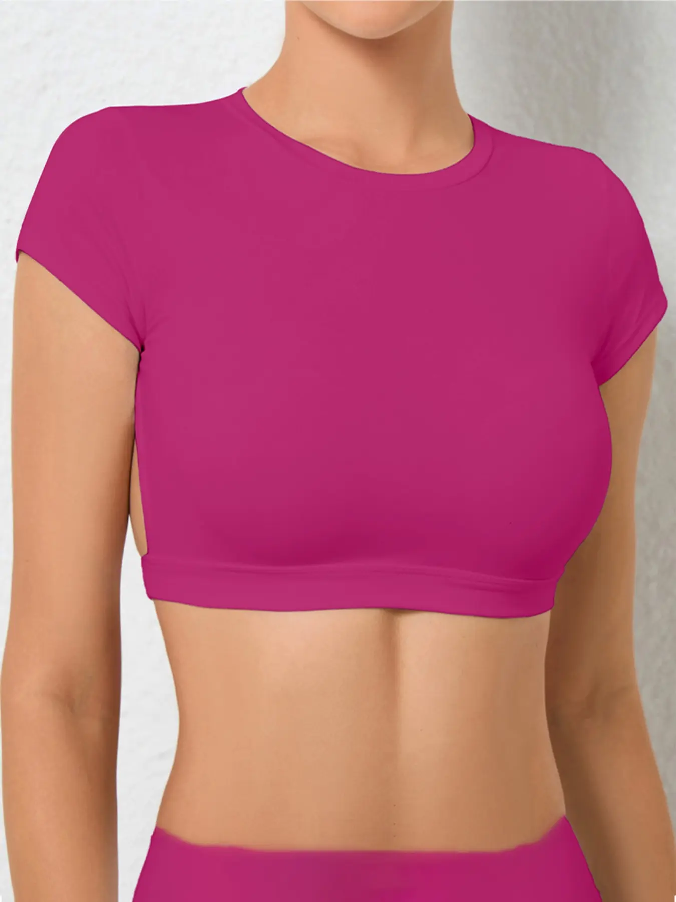 Women’s Short Sleeve Sporty Yoga Top, High Elasticity Fitted Gym Shirt - Image 4