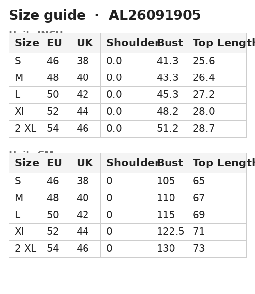 Size guide — Men