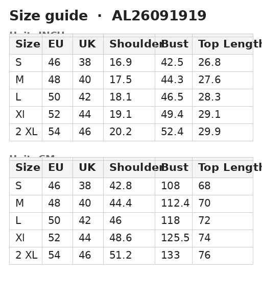 Size guide — Men